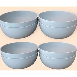 Set of 8 | Mainstays Plastic Cereal Salad Bowls, Round, Gray 38 oz